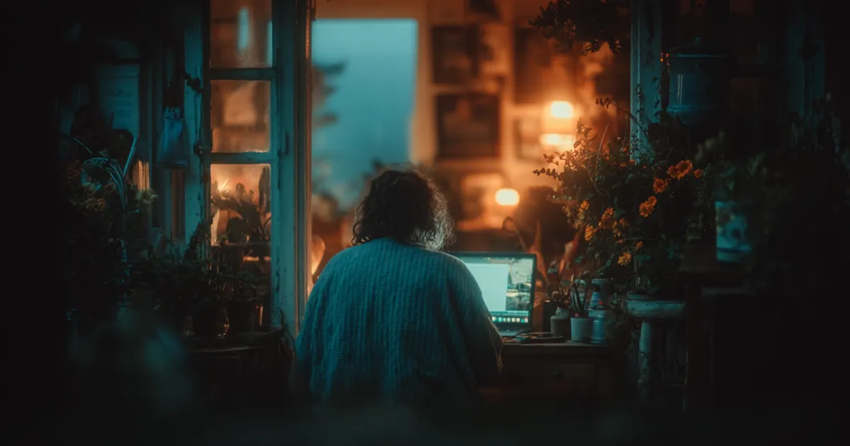 Illustration of a small business owner at a desk reviewing a website consultation document with pound sterling symbols