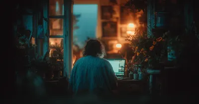Illustration of a small business owner at a desk reviewing a website consultation document with pound sterling symbols