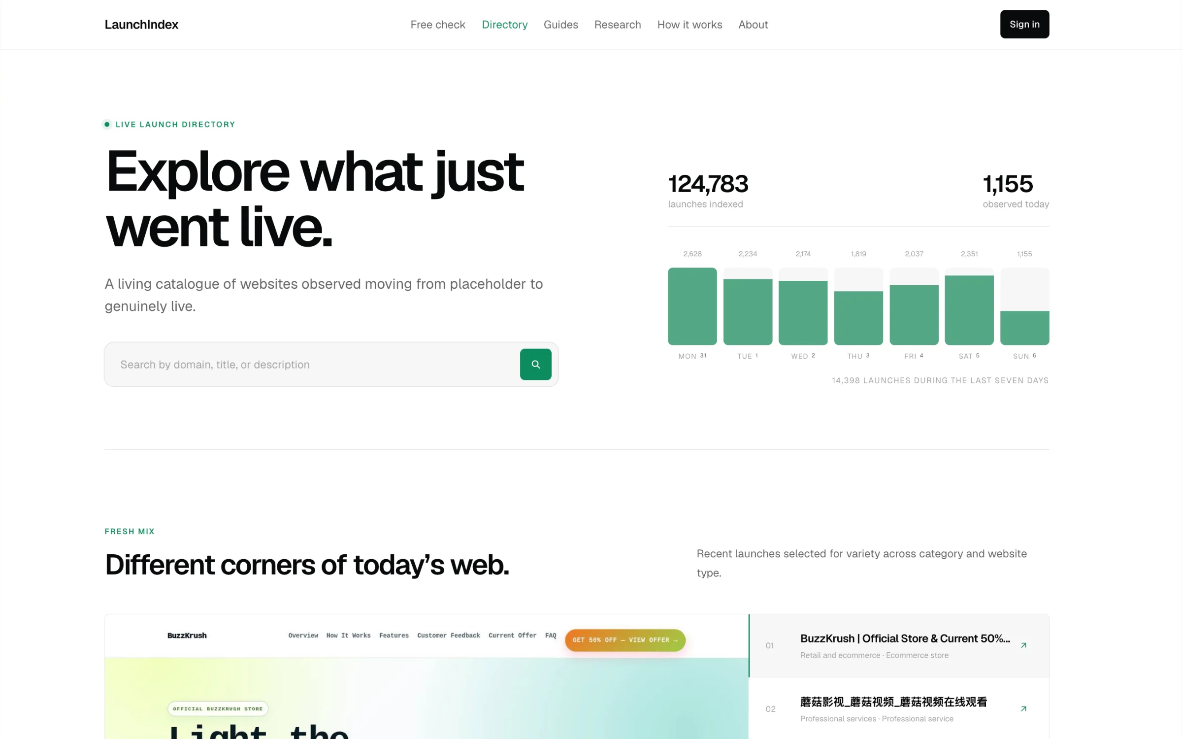 LaunchIndex.net screenshot