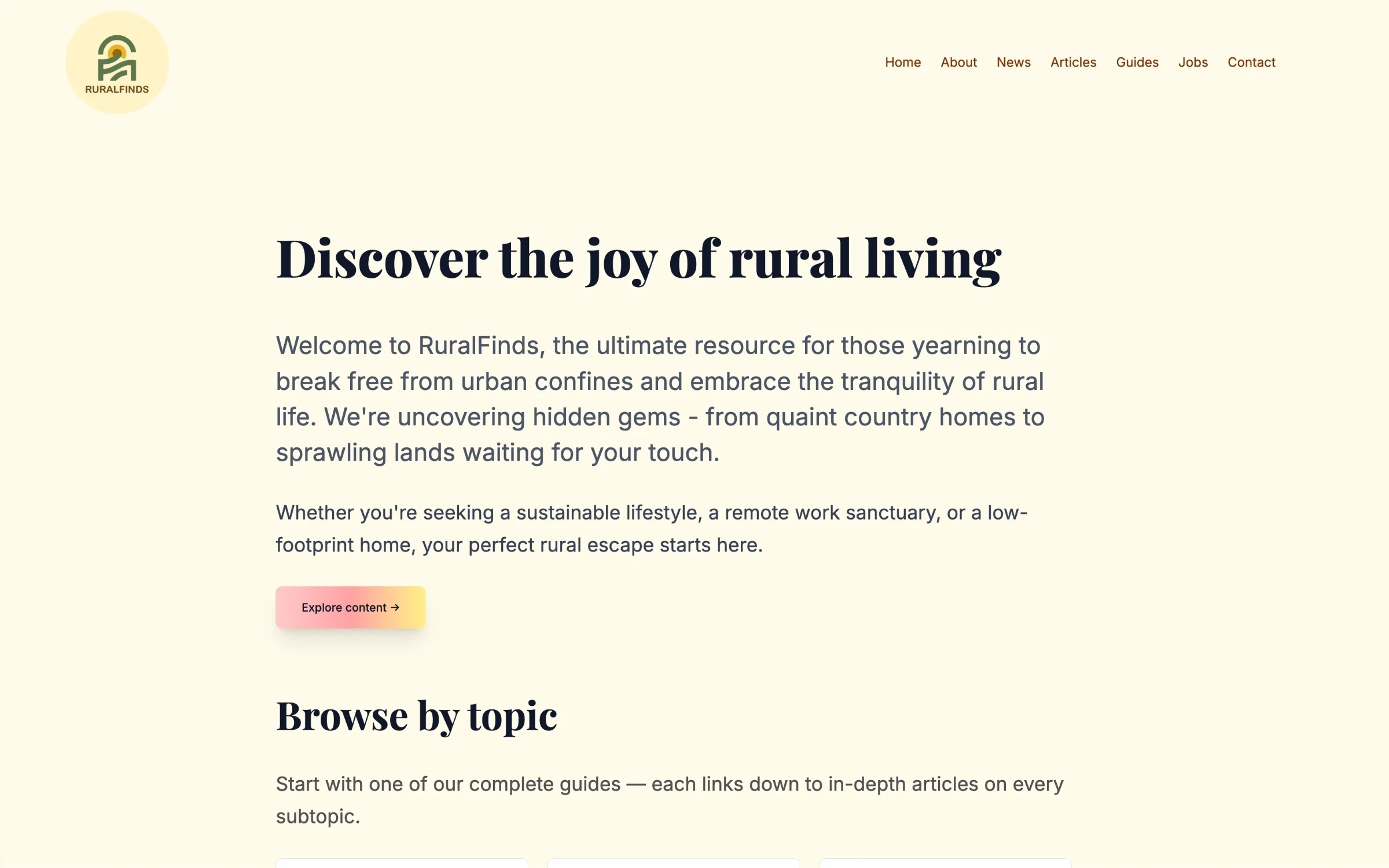 Ruralfinds.net screenshot